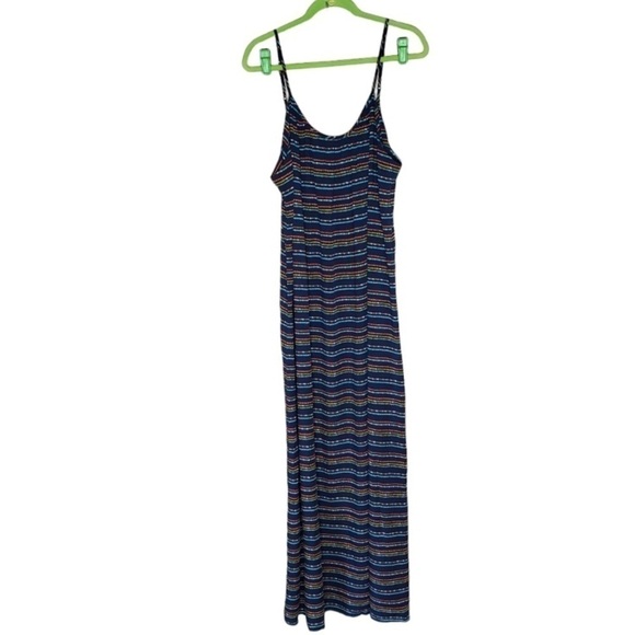 Merona Maxi Dress navy straps sleeveless size small striped dotted‎ - Picture 3 of 6